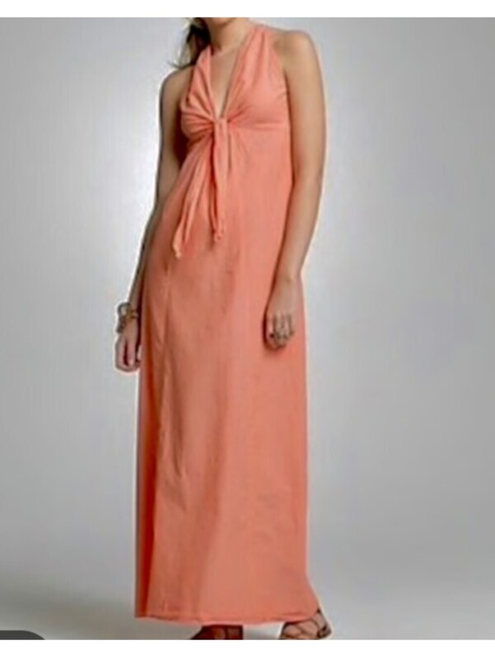 J CREW coral cotton front tie maxi dress sz S